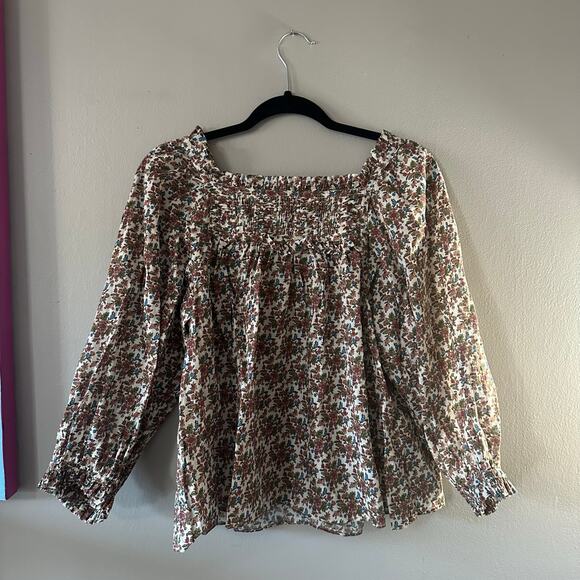 Doen Agotha Floral Blouse Size Medium Creme Forest Floral - Picture 2 of 8
